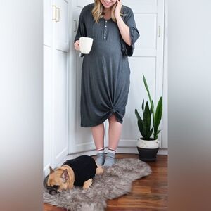 Dwell + Slumber Grey Oversized Lagenlook Cocoon Lounge Dress One Size